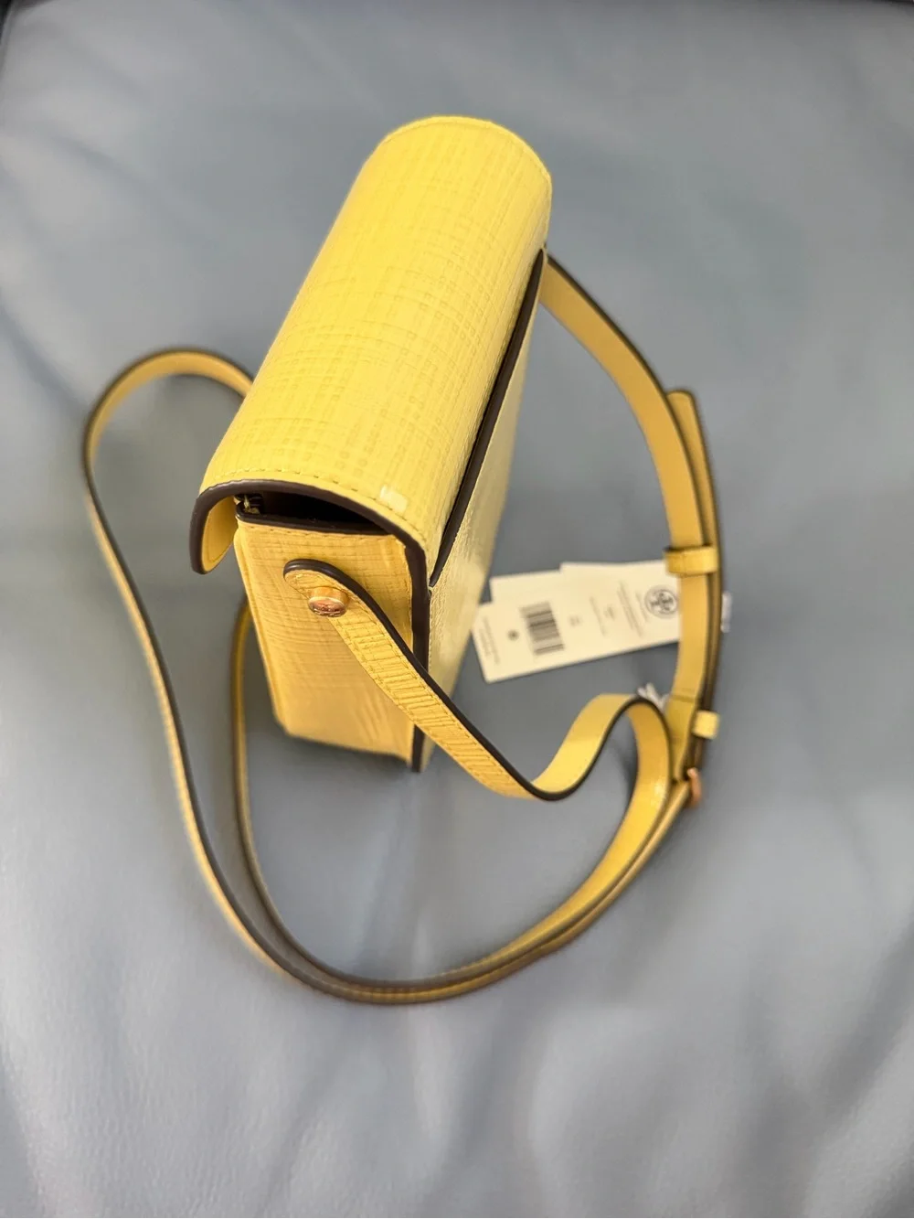 Tory Burch Bright Yellow Textured Leather Crossbody Phone Pouch